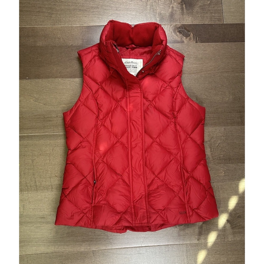 Eddie Bauer Red Quilted Down Puffer Vest